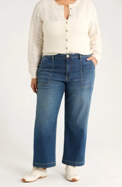 Kut From The Kloth High Waist Ankle Wide Leg Utility Jeans In Blue