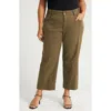 Kut From The Kloth High Waist Crop Wide Leg Pants In Dark Olive