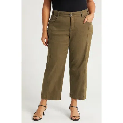 Kut From The Kloth High Waist Crop Wide Leg Pants In Dark Olive