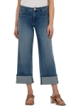 Kut From The Kloth High Waist Cuffed Ankle Wide Leg Jeans In Blue