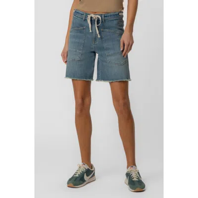 Kut From The Kloth Holly Drawstring High Waist Mid Thigh Denim Shorts In Blue