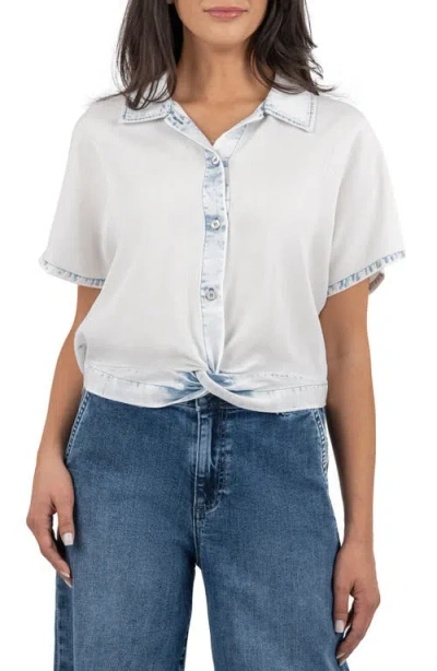 Kut From The Kloth Hosanna Twist Hem Chambray Button-up Shirt In Light Wash