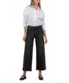 Kut From The Kloth Illuminated Wide Leg Raw Hem Denim Pants In Black In Black