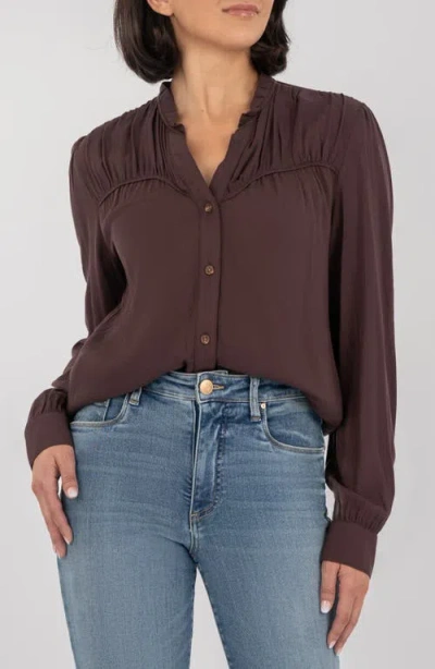 Kut From The Kloth Isley Gathered Button-up Shirt In Brown