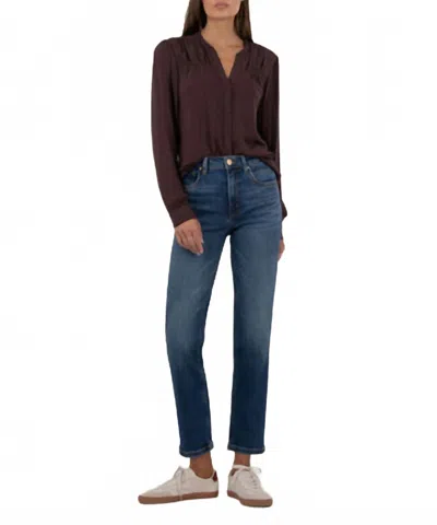 Kut From The Kloth Isley Long Sleeve Shirt In Chocolate Brown In Multi