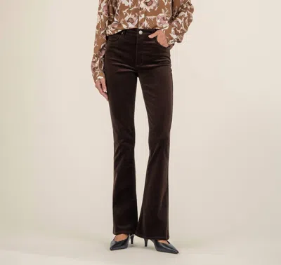 Kut From The Kloth Isley Long Sleeve Shirt With Neck Ruffles In Mocha /mauve In Brown