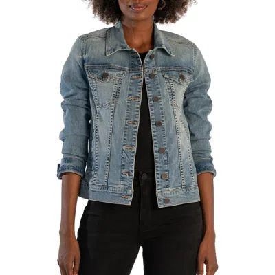 Kut From The Kloth Jacqueline Denim Trucker Jacket In Defender W/med