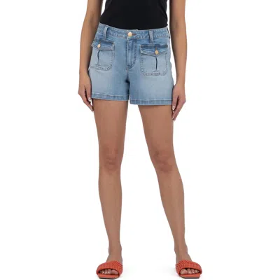 Kut From The Kloth Jamie Flap Pocket High Waist Denim Shorts In Blue