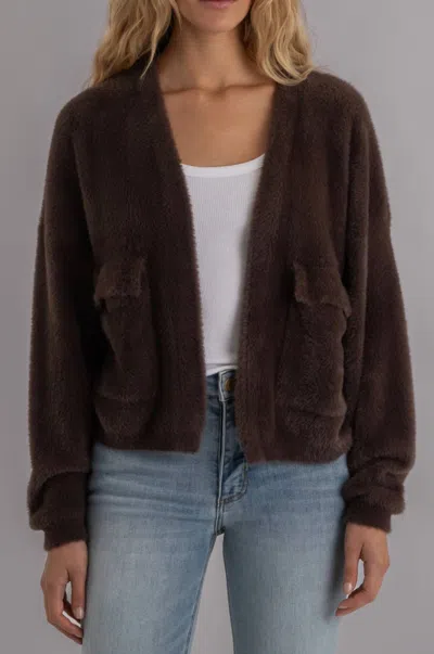 Kut From The Kloth Jana Open Front Cardigan In Chocolate In Brown