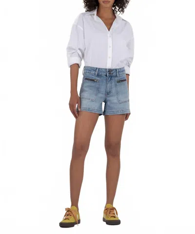 Kut From The Kloth Jane High Rise Long Shorts In Order With Med Base Wash In White