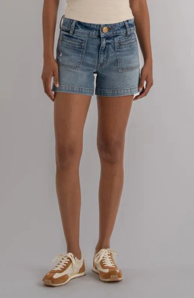 Kut From The Kloth Jane Welt Pocket High Waist Denim Shorts In Blue
