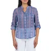 Kut From The Kloth Jasmine Chiffon Button-up Shirt In Albi Stripe Cornflower Lilac