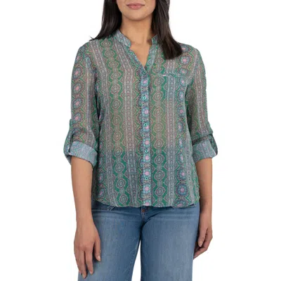 Kut From The Kloth Jasmine Chiffon Button-up Shirt In Blue