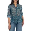 Kut From The Kloth Jasmine Chiffon Button-up Shirt In Amboise Navy Magenta