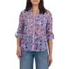 Kut From The Kloth Jasmine Chiffon Button-up Shirt In Blossom Journey Lilac Navy