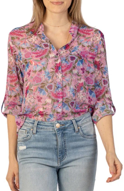 Kut From The Kloth Jasmine Chiffon Button-up Shirt In Pattern