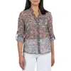 Kut From The Kloth Jasmine Chiffon Button-up Shirt In Clermont Olive Lilac