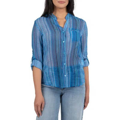 Kut From The Kloth Jasmine Chiffon Button-up Shirt In Blue