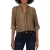Kut From The Kloth Jasmine Chiffon Button-up Shirt In Colmar Stripe-dk Olive
