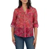 Kut From The Kloth Jasmine Chiffon Button-up Shirt In Ribeira Magenta Tan