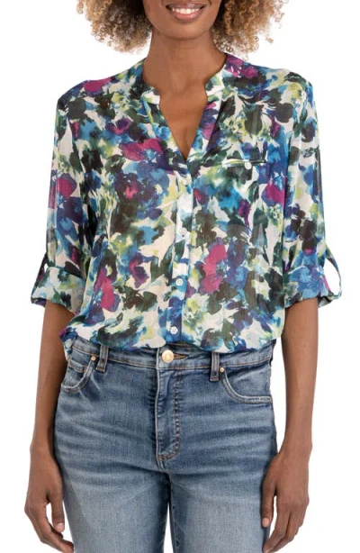 Kut From The Kloth Jasmine Chiffon Button-up Shirt In Multi