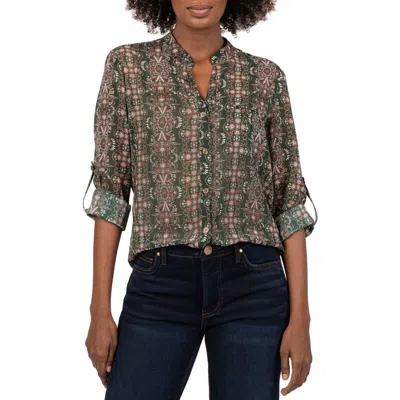 Kut From The Kloth Jasmine Chiffon Button-up Shirt In Green