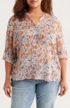 Kut From The Kloth Jasmine Roll Sleeve Top In Multi