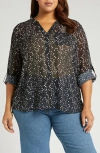 Kut From The Kloth Jasmine Roll Sleeve Top In Black