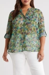 Kut From The Kloth Jasmine Roll Sleeve Top In Green