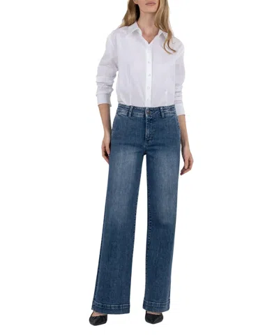 Kut From The Kloth Jean High Rise Wide Leg In Dark Base Wash In Multi