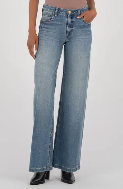 Kut From The Kloth Jean Mid Rise Wide Leg Jeans In Blue