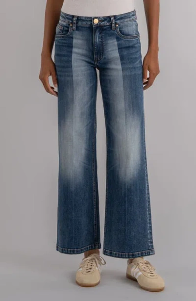 Kut From The Kloth Jean Two-tone High Waist Wide Leg Jeans In Blue