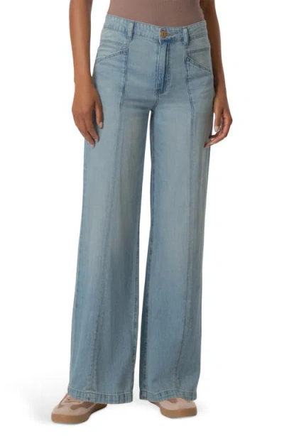 Kut From The Kloth Jodi High Waist Relaxed Straight Leg Cotton & Linen Jeans In Blue
