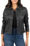 Kut From The Kloth Julia Coated Crop Denim Trucker Jacket In Evergreen