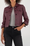 Kut From The Kloth Julia Coated Crop Denim Trucker Jacket In Purple