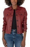 Kut From The Kloth Julia Coated Crop Denim Trucker Jacket In Red