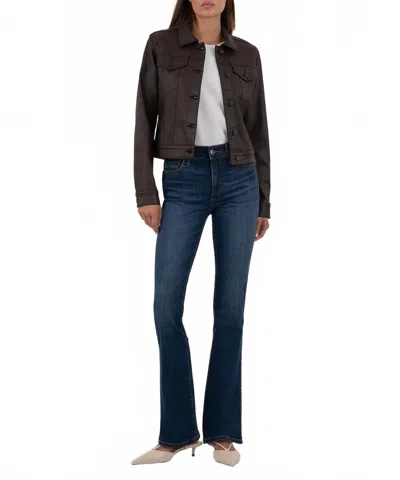 Kut From The Kloth Julia Coated Crop Jacket In Chocolate In Brown