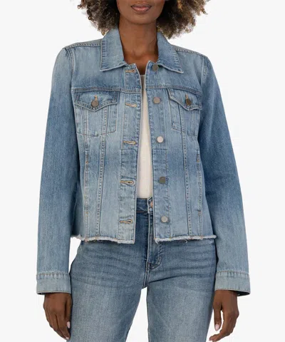 Kut From The Kloth Julia Crop Denim Jacket- In Blue