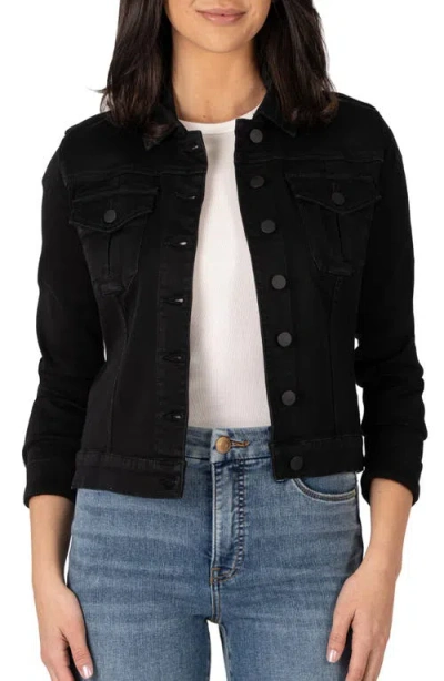 Kut From The Kloth Julia Crop Denim Trucker Jacket In Black