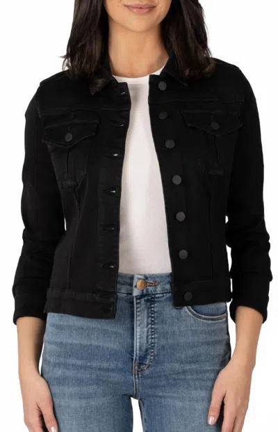 Kut From The Kloth Julia Crop Denim Trucker Jacket In Black