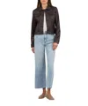 KUT FROM THE KLOTH JULIA CROP JACKET IN CHOCOLATE
