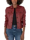 Kut From The Kloth Julia Coated Crop Denim Trucker Jacket In Red