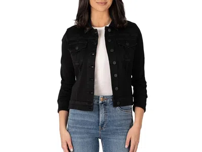Kut From The Kloth Julia Crop Jacket With Drop Shoulder Regular Waistband In Black