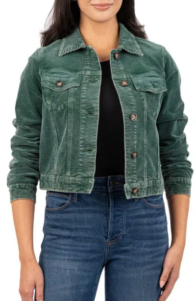 Kut From The Kloth Julie Corduroy Crop Jacket In Green