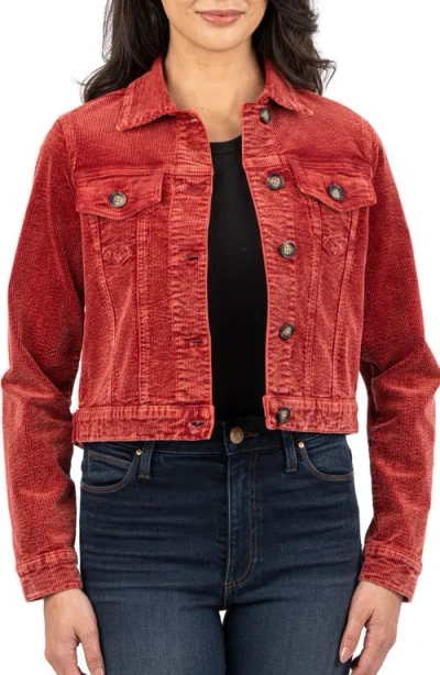 Kut From The Kloth Julie Corduroy Crop Jacket In Red