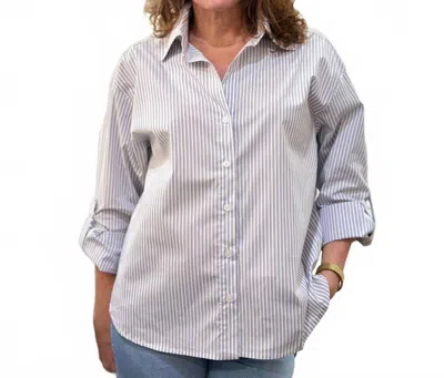 Kut From The Kloth Kaiya Boyfriend Shirt In Blue & White Stripe In Multi