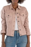 Kut From The Kloth Kara Fray Hem Cotton Blend Trucker Jacket In Blush