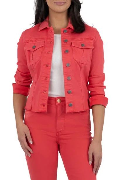 Kut From The Kloth Kara Fray Hem Cotton Blend Trucker Jacket In Fraser