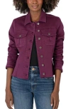 Kut From The Kloth Kara Fray Hem Cotton Blend Trucker Jacket In Mulberry