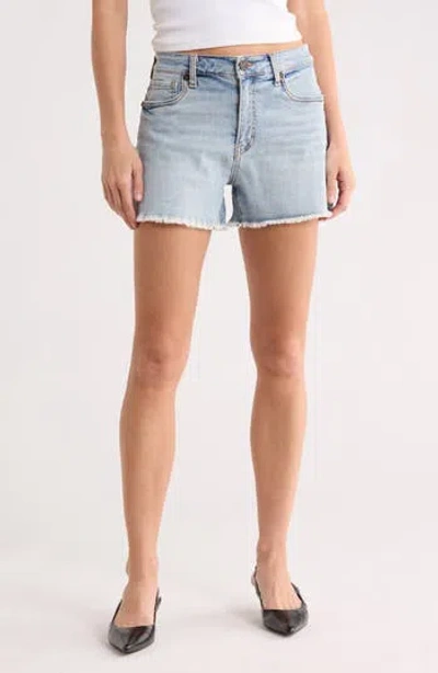Kut From The Kloth Kat Frayed Hem High Waist Denim Shorts In Multi